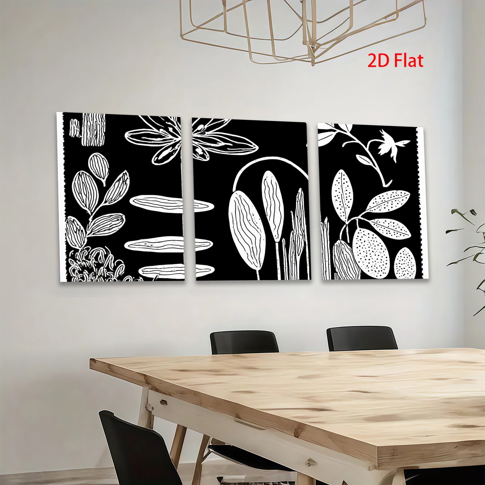 2D flat 1pc botanical floral sketch wall art print minimalist nature decor living room bedroom gallery wrapped canvas modern farmhouse style