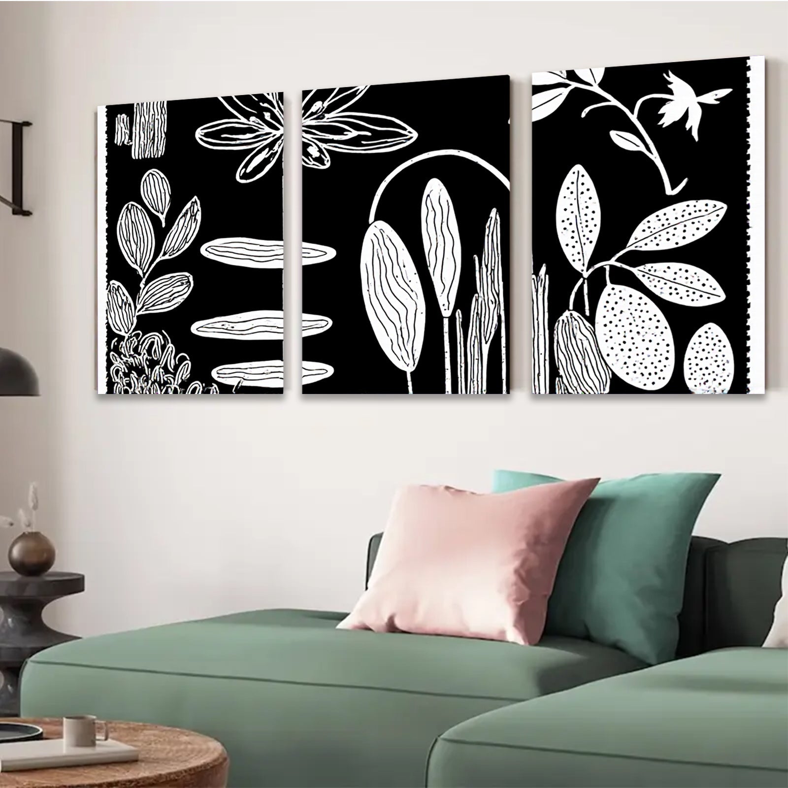 2D flat 1pc botanical floral sketch wall art print minimalist nature decor living room bedroom gallery wrapped canvas modern farmhouse style