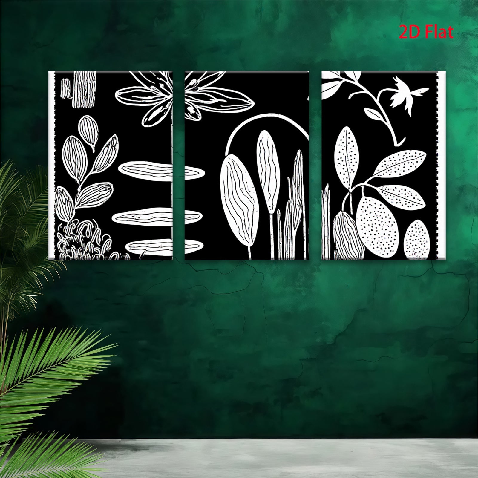 2D flat 1pc botanical floral sketch wall art print minimalist nature decor living room bedroom gallery wrapped canvas modern farmhouse style