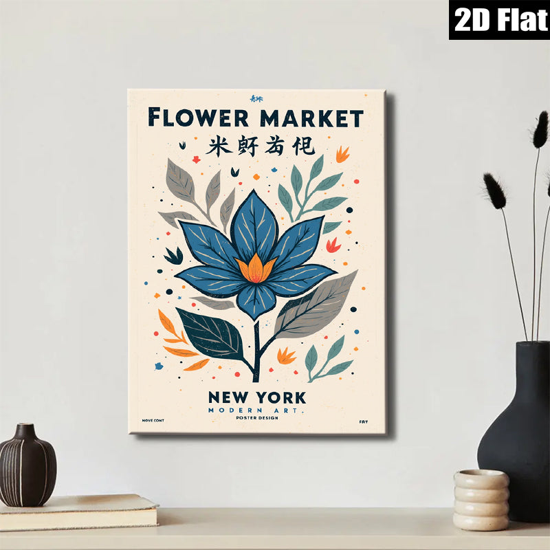 2D flat 1pc botanical floral wall art modern farmhouse decor living room bedroom gallery wrapped canvas print cozy aesthetic home decoration