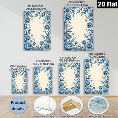 2D flat 1pc botanical floral wall art prints blue blossoms dining room living room bedroom gallery wrapped canvas farmhouse modern minimalist