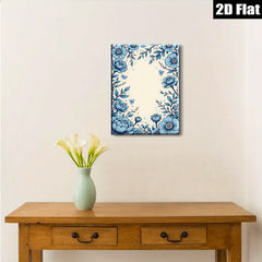 2D flat 1pc botanical floral wall art prints blue blossoms dining room living room bedroom gallery wrapped canvas farmhouse modern minimalist
