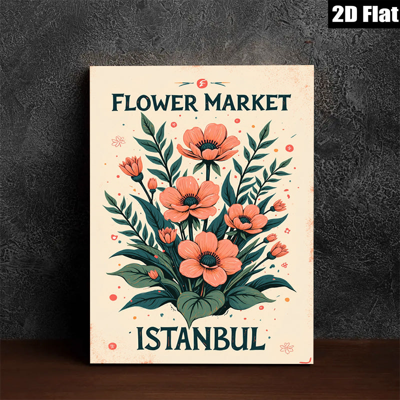 2D flat 1pc botanical floral wall art vibrant orange poppies dining room bedroom gallery wrapped canvas modern farmhouse decor cozy living room statement piece