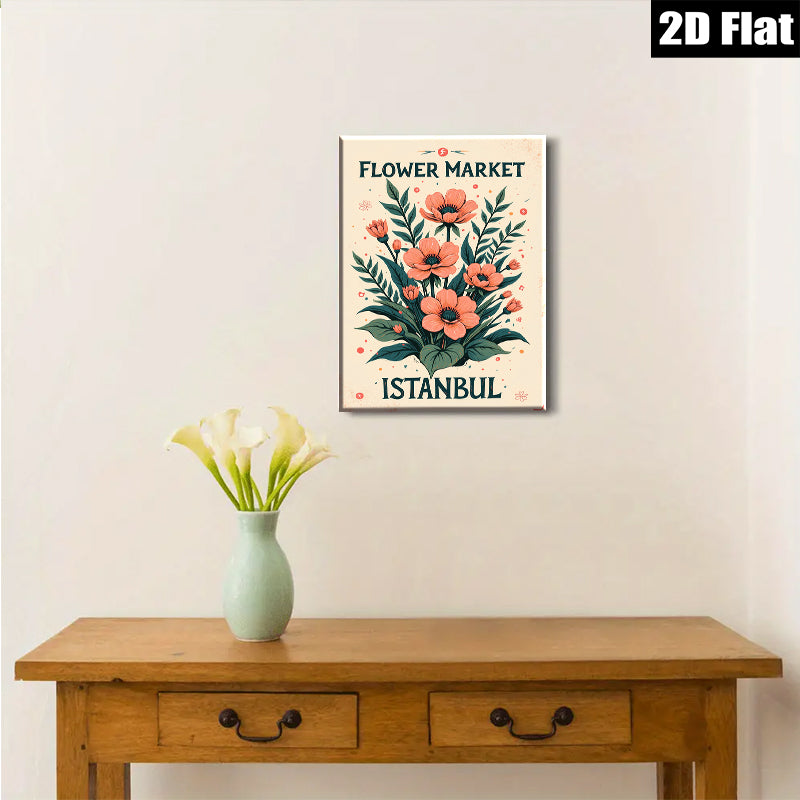 2D flat 1pc botanical floral wall art vibrant orange poppies dining room bedroom gallery wrapped canvas modern farmhouse decor cozy living room statement piece