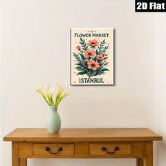 2D flat 1pc botanical floral wall art vibrant orange poppies dining room bedroom gallery wrapped canvas modern farmhouse decor cozy living room statement piece