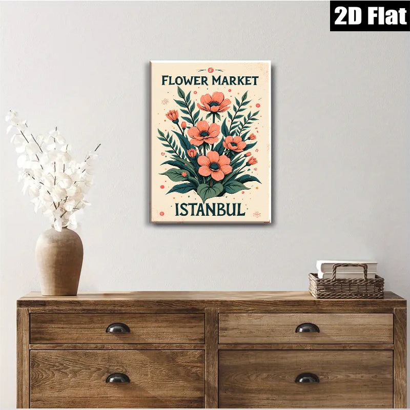 2D flat 1pc botanical floral wall art vibrant orange poppies dining room bedroom gallery wrapped canvas modern farmhouse decor cozy living room statement piece