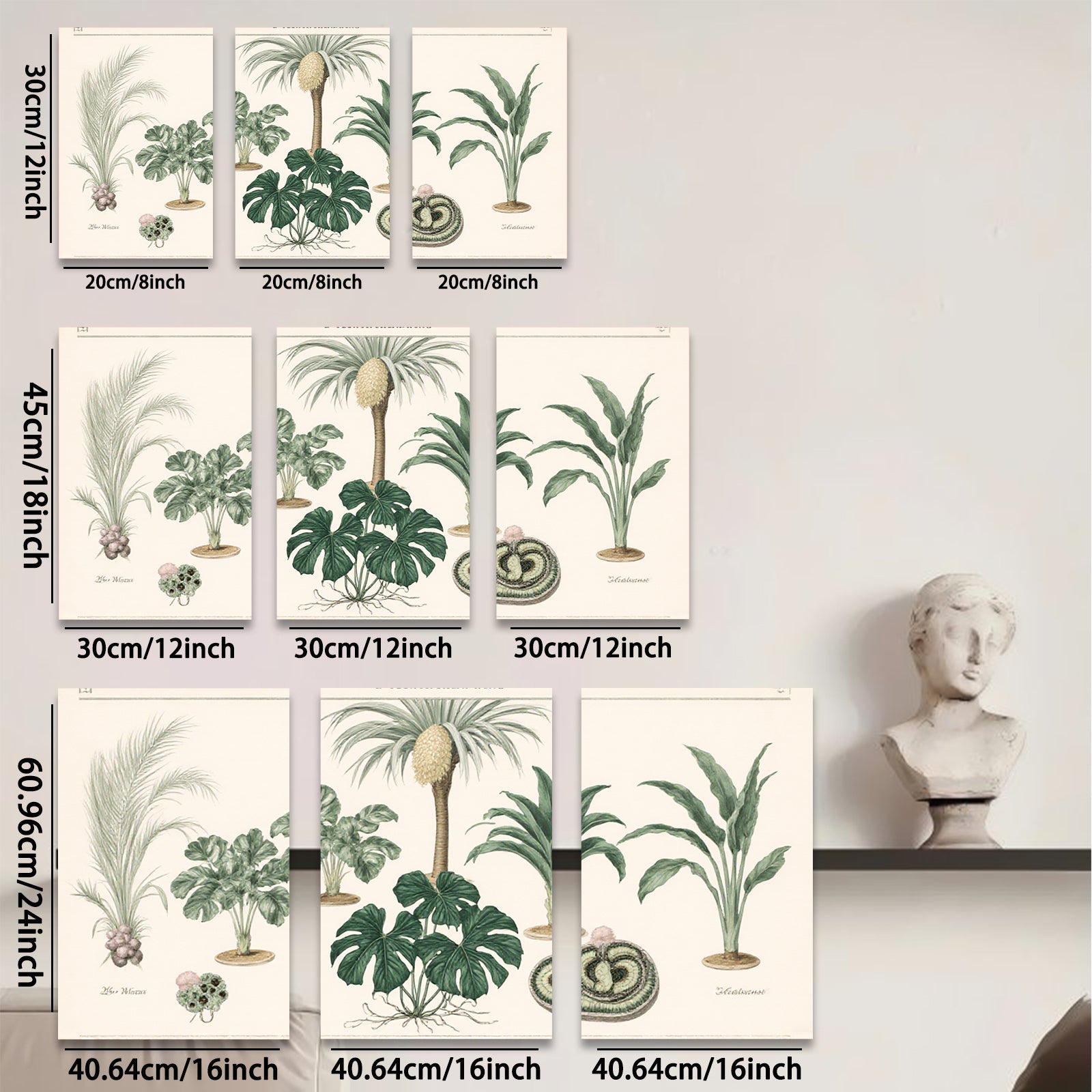 2D flat 1pc botanical illustration palm leaf print gallery wall art modern farmhouse living room decor bedroom accent coastal vibe