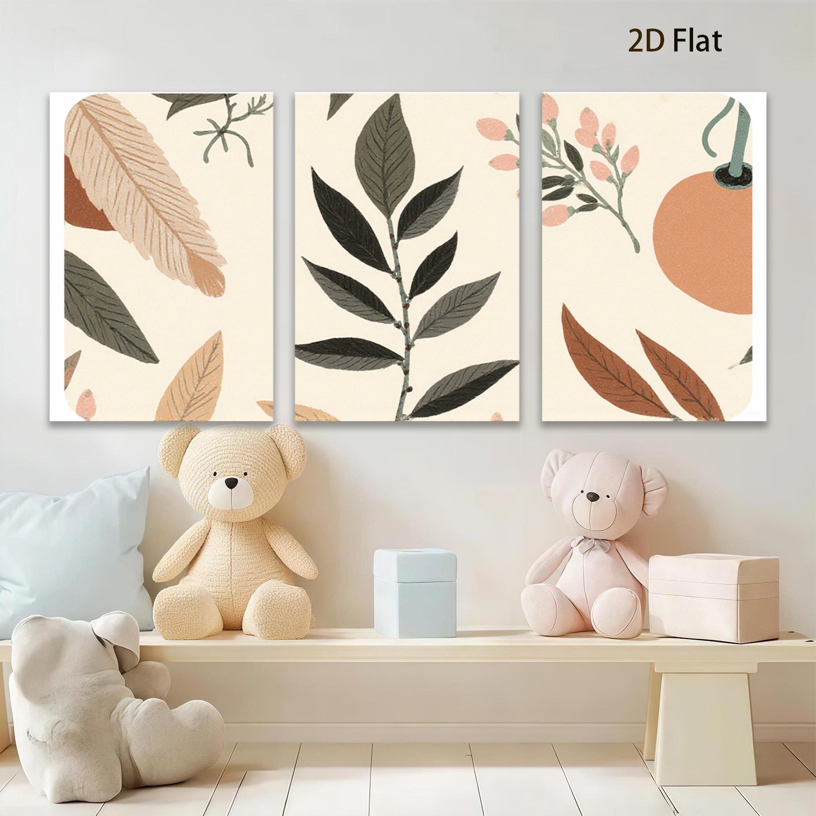 2D flat 1pc botanical leaf print wall art modern farmhouse decor living room bedroom gallery wrapped canvas beautiful home accents trending now