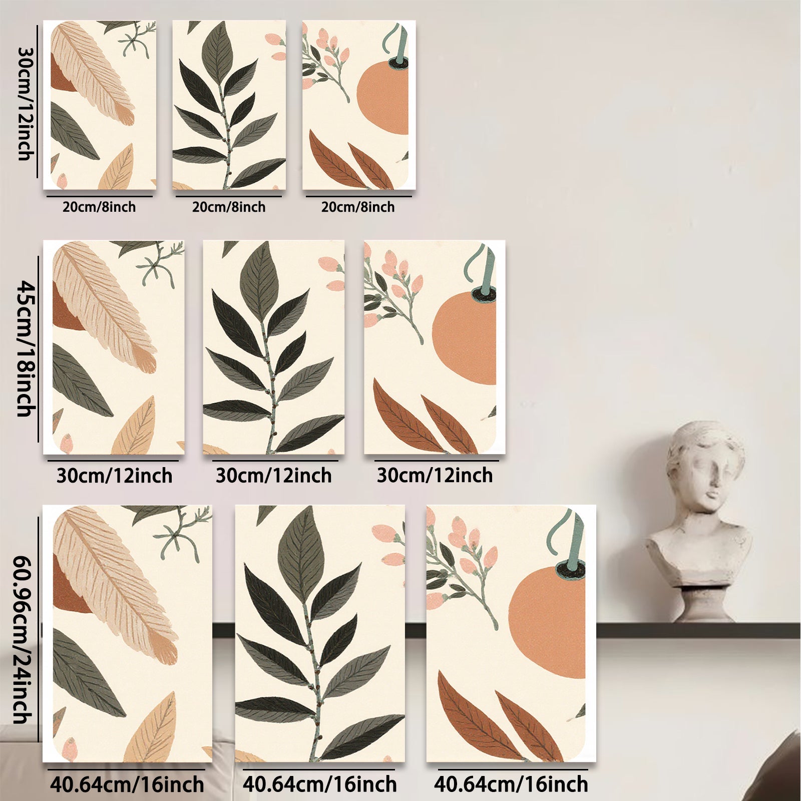 2D flat 1pc botanical leaf print wall art modern farmhouse decor living room bedroom gallery wrapped canvas beautiful home accents trending now