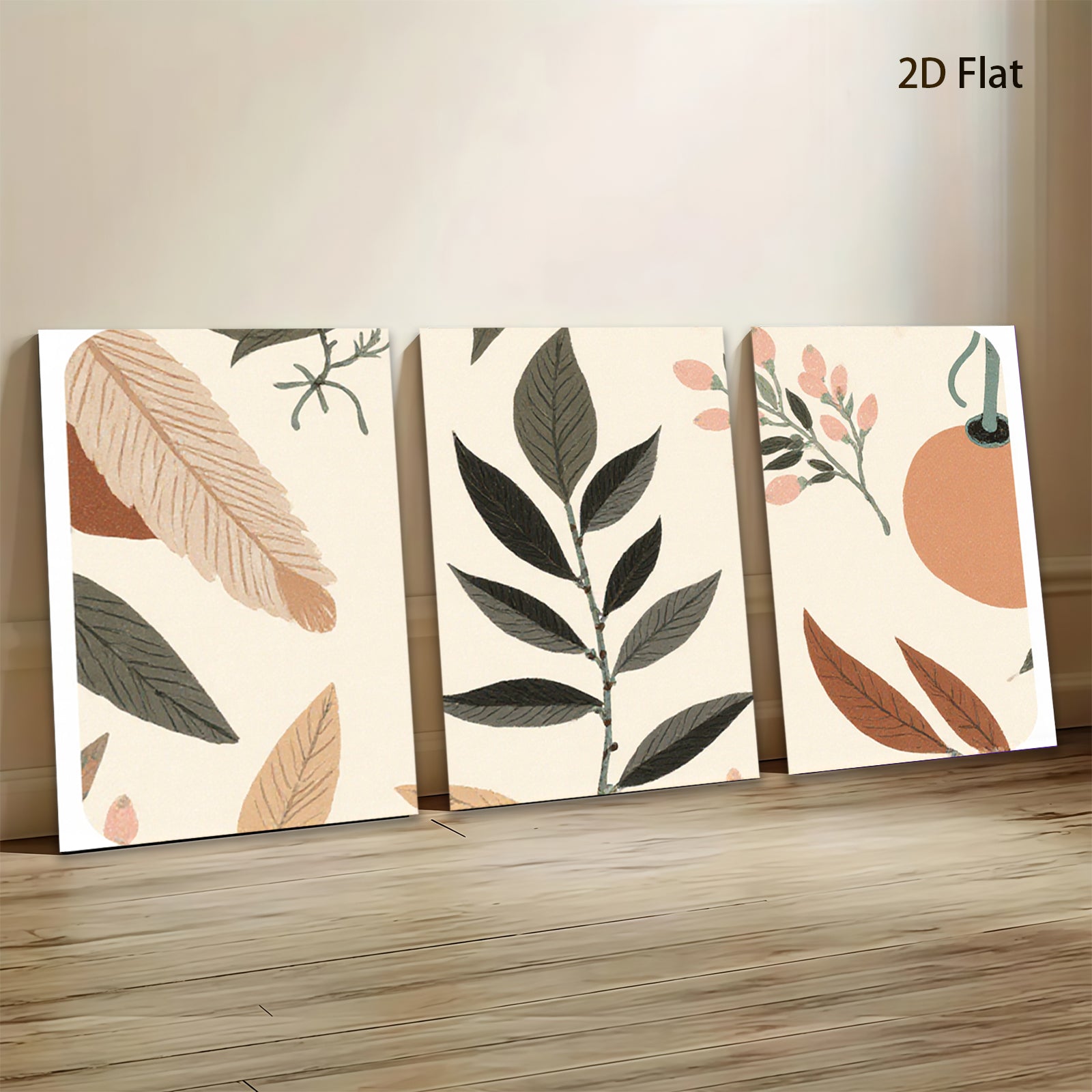 2D flat 1pc botanical leaf print wall art modern farmhouse decor living room bedroom gallery wrapped canvas beautiful home accents trending now