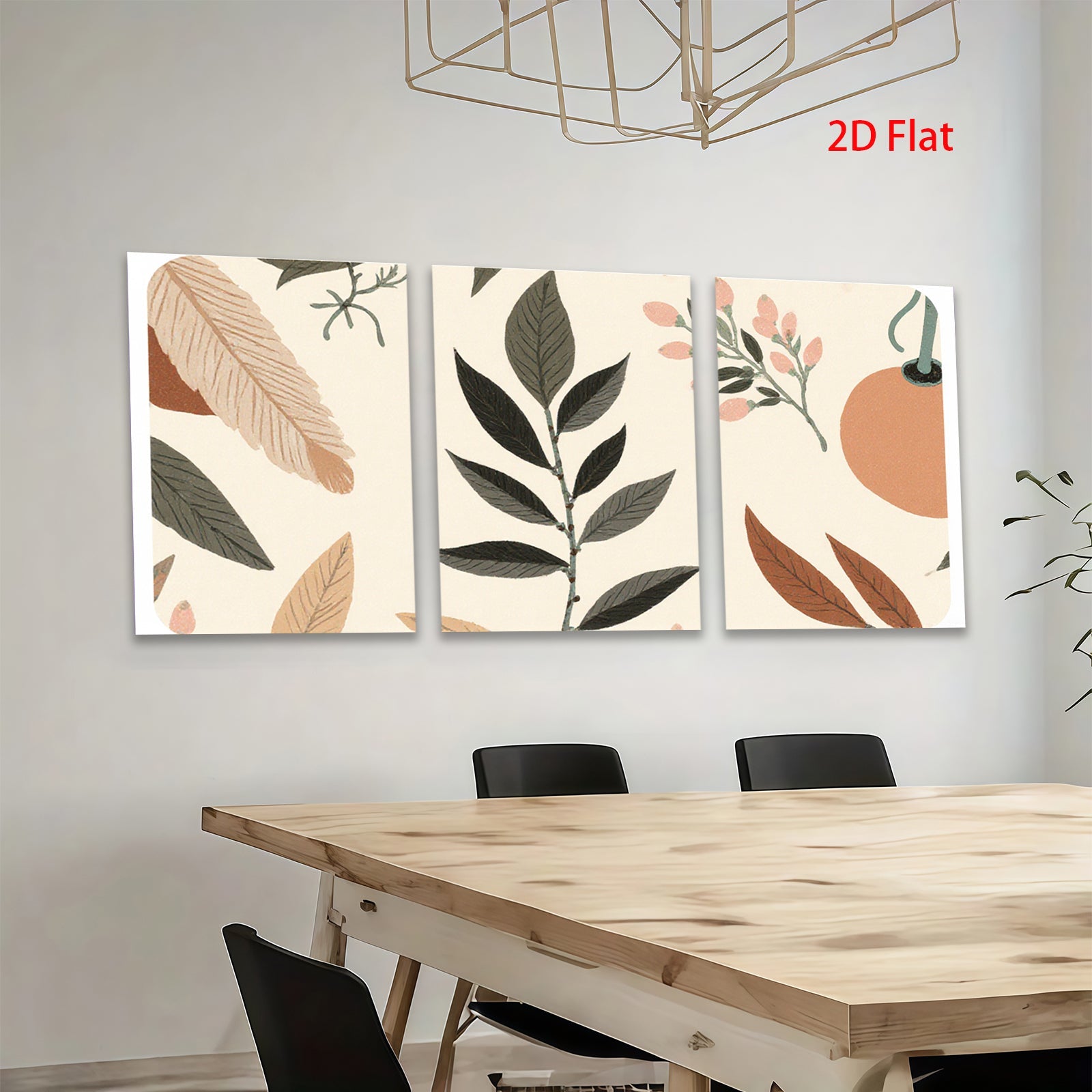 2D flat 1pc botanical leaf print wall art modern farmhouse decor living room bedroom gallery wrapped canvas beautiful home accents trending now