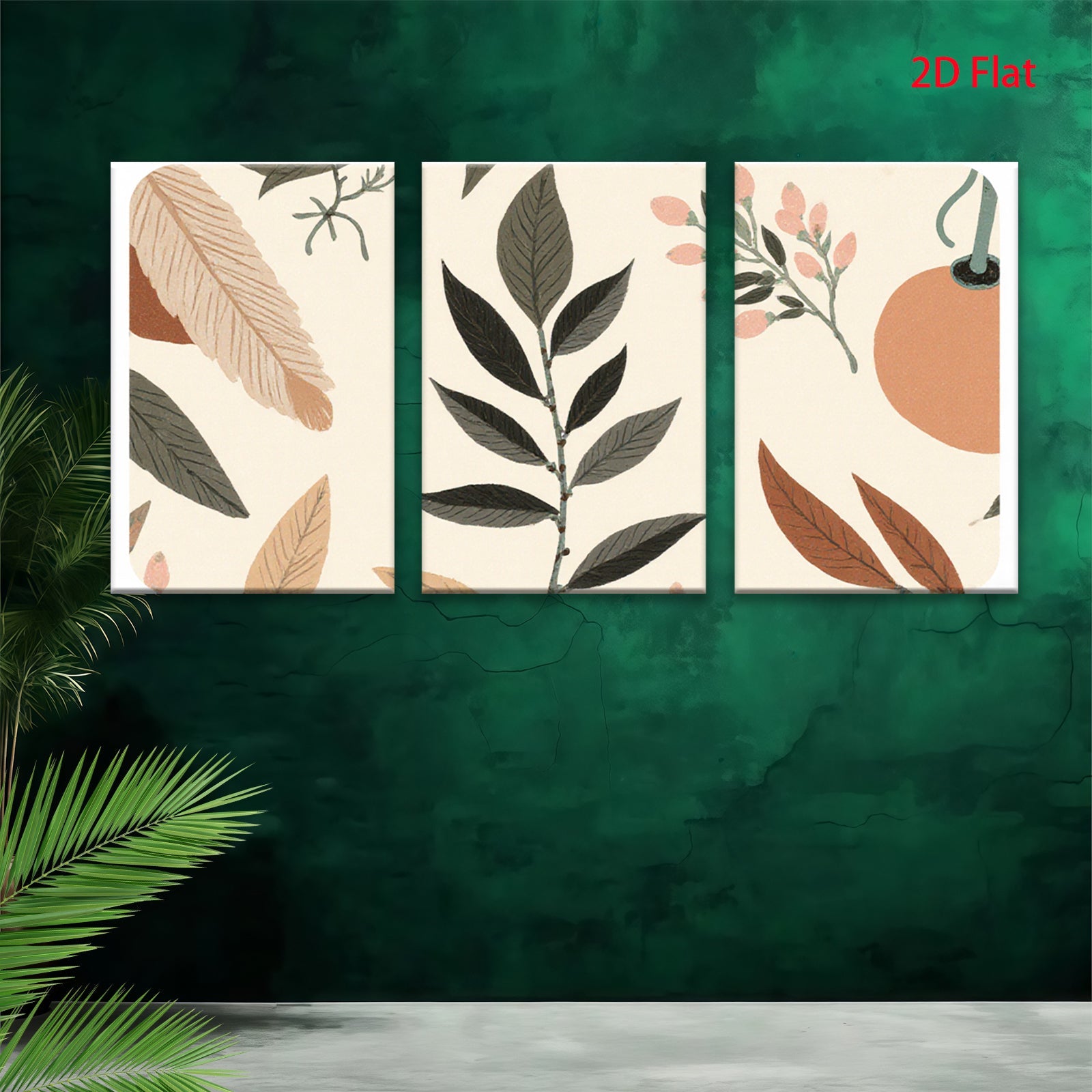 2D flat 1pc botanical leaf print wall art modern farmhouse decor living room bedroom gallery wrapped canvas beautiful home accents trending now