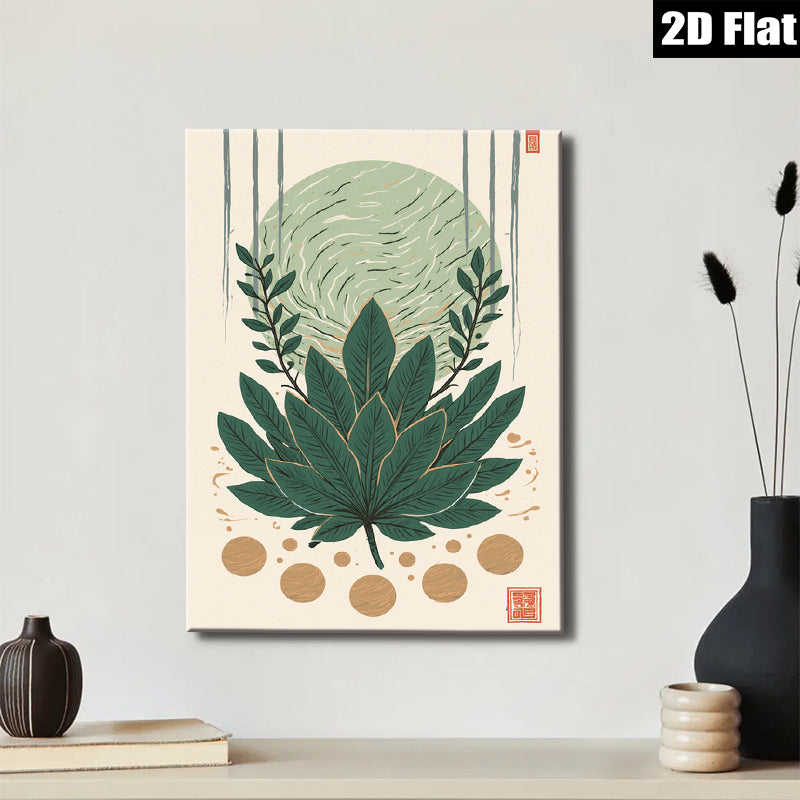 2D flat 1pc botanical leaf wall art modern farmhouse decor living room bedroom gallery wrapped canvas prints ready to hang cozy home vibe
