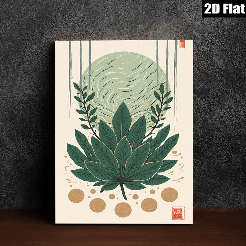 2D flat 1pc botanical leaf wall art modern farmhouse decor living room bedroom gallery wrapped canvas prints ready to hang cozy home vibe