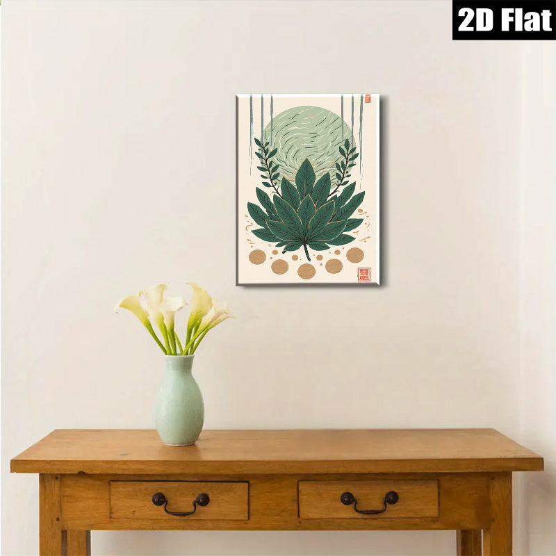2D flat 1pc botanical leaf wall art modern farmhouse decor living room bedroom gallery wrapped canvas prints ready to hang cozy home vibe
