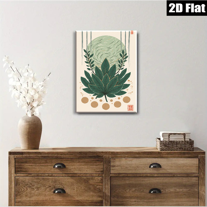 2D flat 1pc botanical leaf wall art modern farmhouse decor living room bedroom gallery wrapped canvas prints ready to hang cozy home vibe