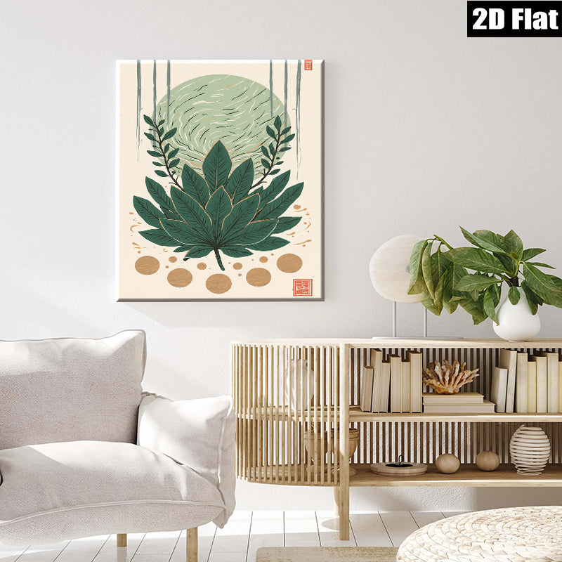 2D flat 1pc botanical leaf wall art modern farmhouse decor living room bedroom gallery wrapped canvas prints ready to hang cozy home vibe