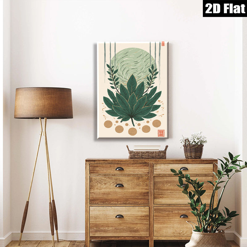 2D flat 1pc botanical leaf wall art modern farmhouse decor living room bedroom gallery wrapped canvas prints ready to hang cozy home vibe