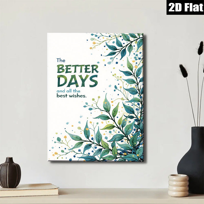2D flat 1pc botanical leaf wall art modern farmhouse decor living room bedroom kitchen dining room gallery wrapped canvas prints ready to hang minimalist aesthetic