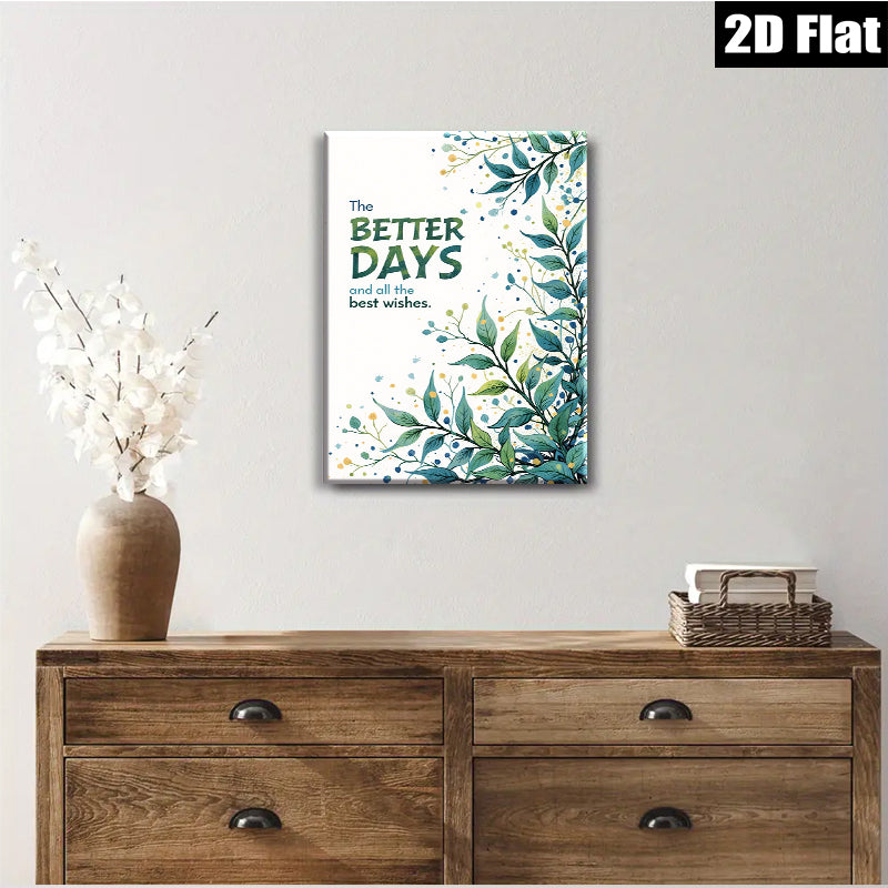 2D flat 1pc botanical leaf wall art modern farmhouse decor living room bedroom kitchen dining room gallery wrapped canvas prints ready to hang minimalist aesthetic