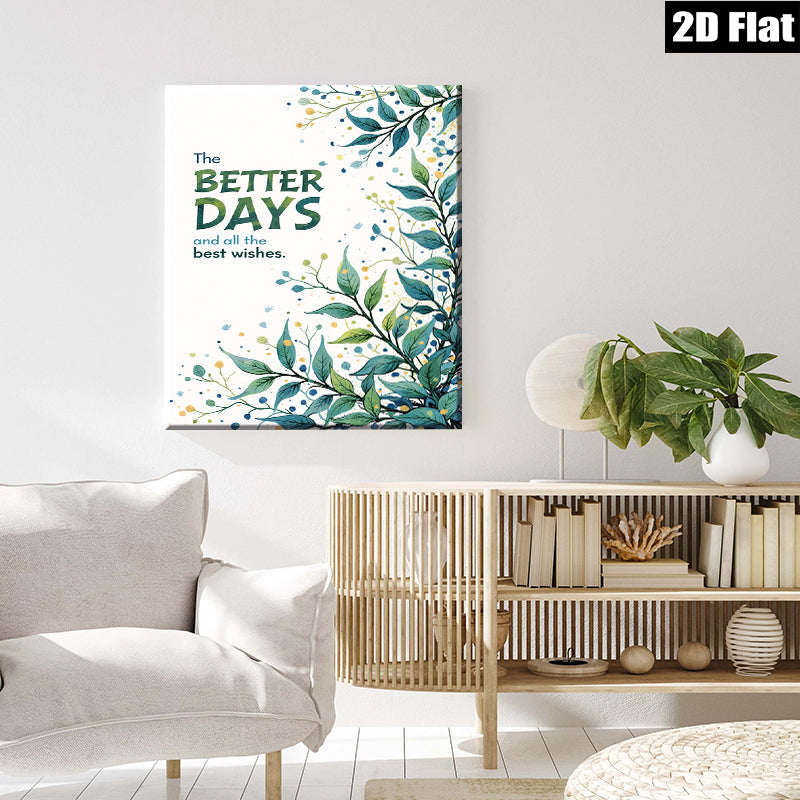 2D flat 1pc botanical leaf wall art modern farmhouse decor living room bedroom kitchen dining room gallery wrapped canvas prints ready to hang minimalist aesthetic