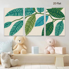 2D flat 1pc botanical leaf wall art modern farmhouse living room bedroom decor gallery wrapped canvas prints cozy aesthetic trending now
