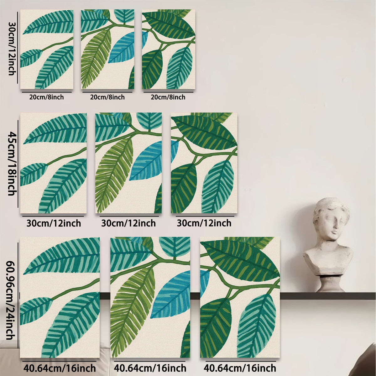 2D flat 1pc botanical leaf wall art modern farmhouse living room bedroom decor gallery wrapped canvas prints cozy aesthetic trending now