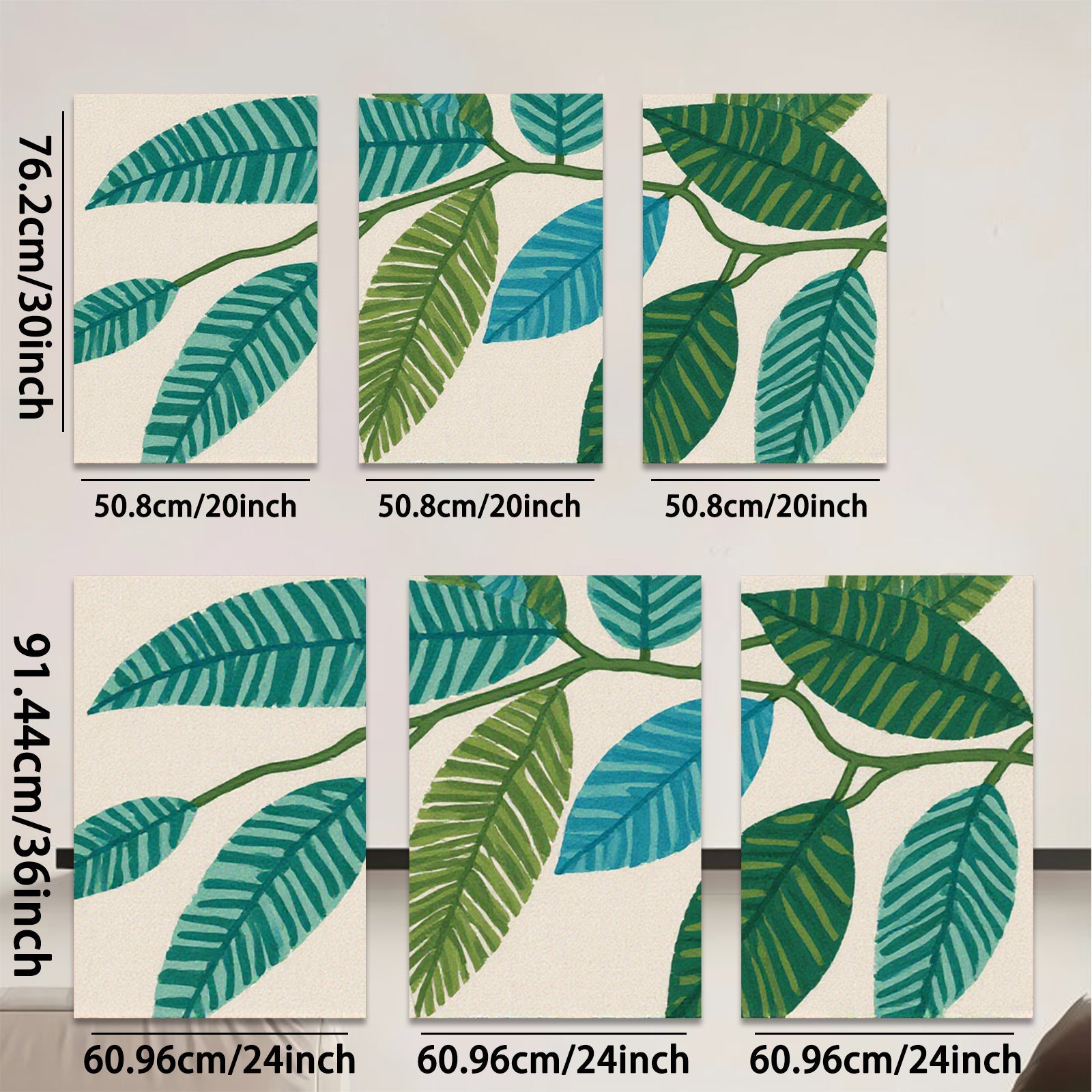 2D flat 1pc botanical leaf wall art modern farmhouse living room bedroom decor gallery wrapped canvas prints cozy aesthetic trending now