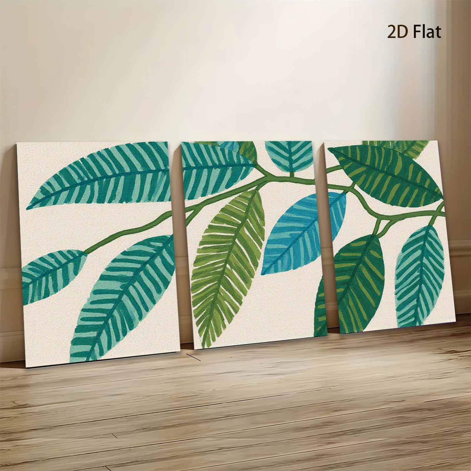 2D flat 1pc botanical leaf wall art modern farmhouse living room bedroom decor gallery wrapped canvas prints cozy aesthetic trending now