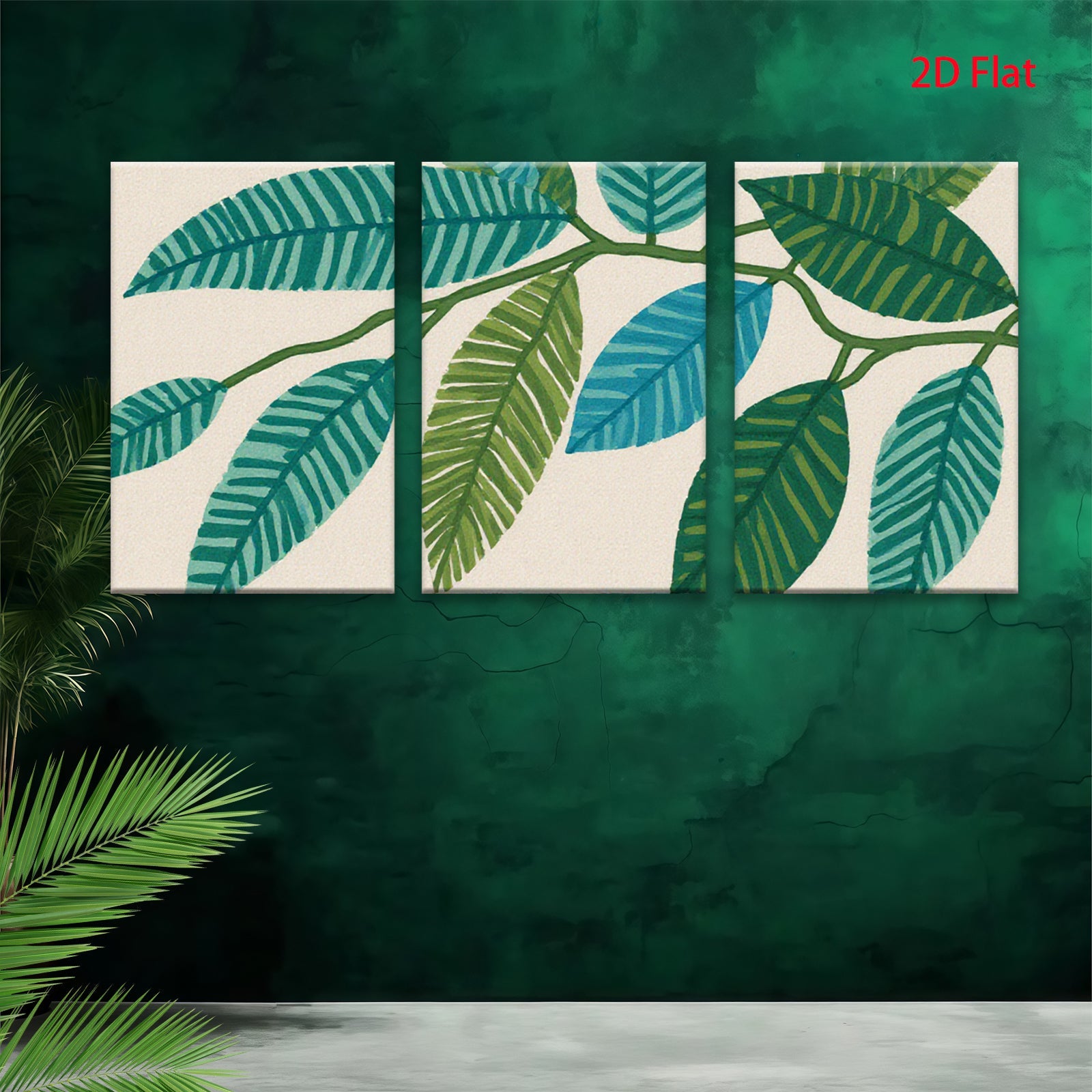 2D flat 1pc botanical leaf wall art modern farmhouse living room bedroom decor gallery wrapped canvas prints cozy aesthetic trending now