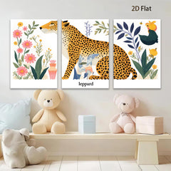 2D flat 1pc botanical leopard wall art nursery bedroom living room decor farmhouse style gallery wrapped canvas prints