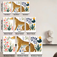 2D flat 1pc botanical leopard wall art nursery bedroom living room decor farmhouse style gallery wrapped canvas prints