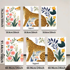 2D flat 1pc botanical leopard wall art nursery bedroom living room decor farmhouse style gallery wrapped canvas prints