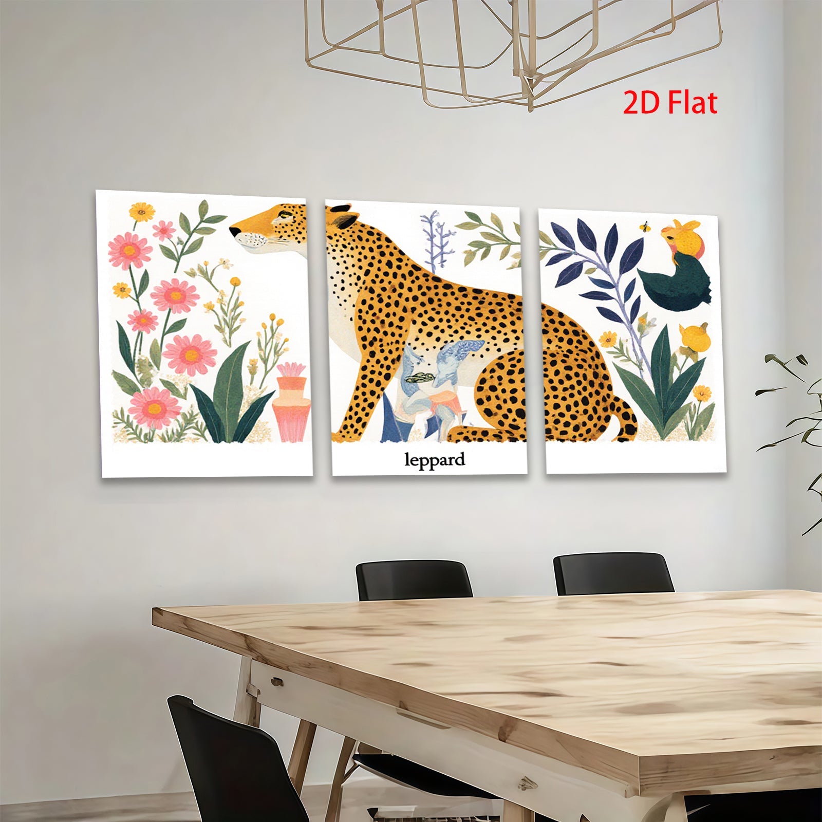 2D flat 1pc botanical leopard wall art nursery bedroom living room decor farmhouse style gallery wrapped canvas prints
