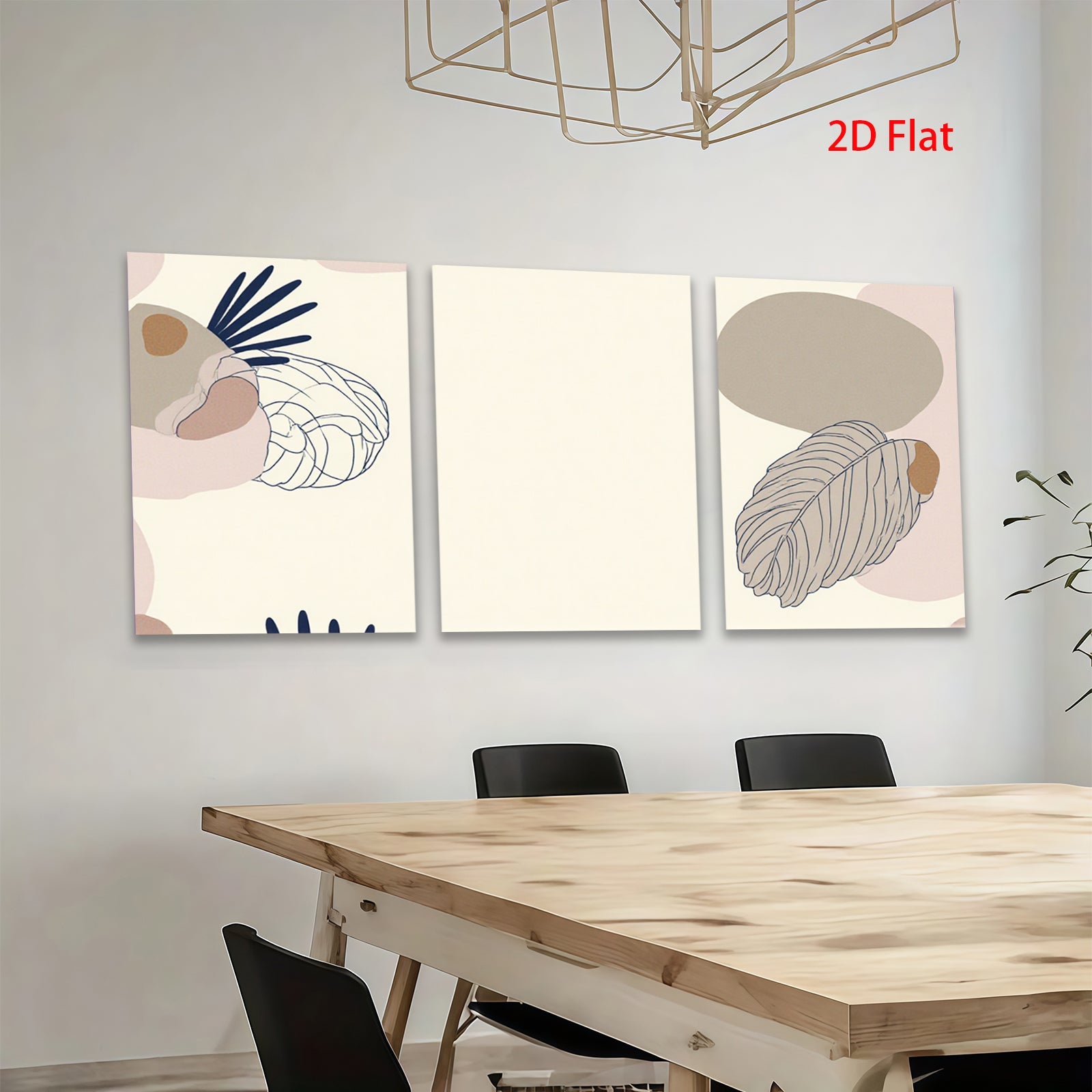 2D flat 1pc botanical line art print minimalist wall decor for living room bedroom office farmhouse modern gallery wrapped canvas art