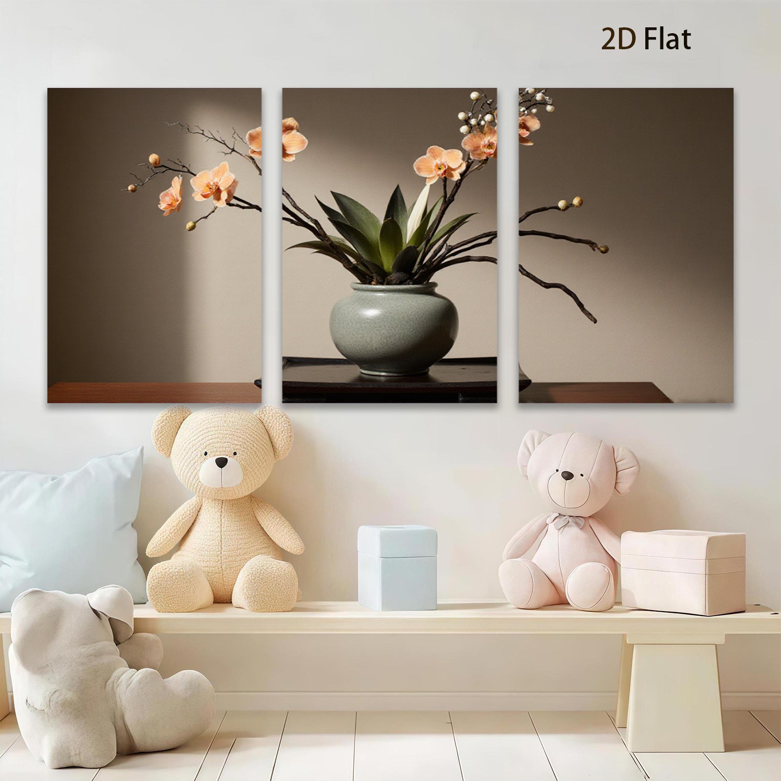 2D flat 1pc botanical orchid still life floral wall art for living room bedroom home decor farmhouse style modern minimalist gallery wrapped canvas print