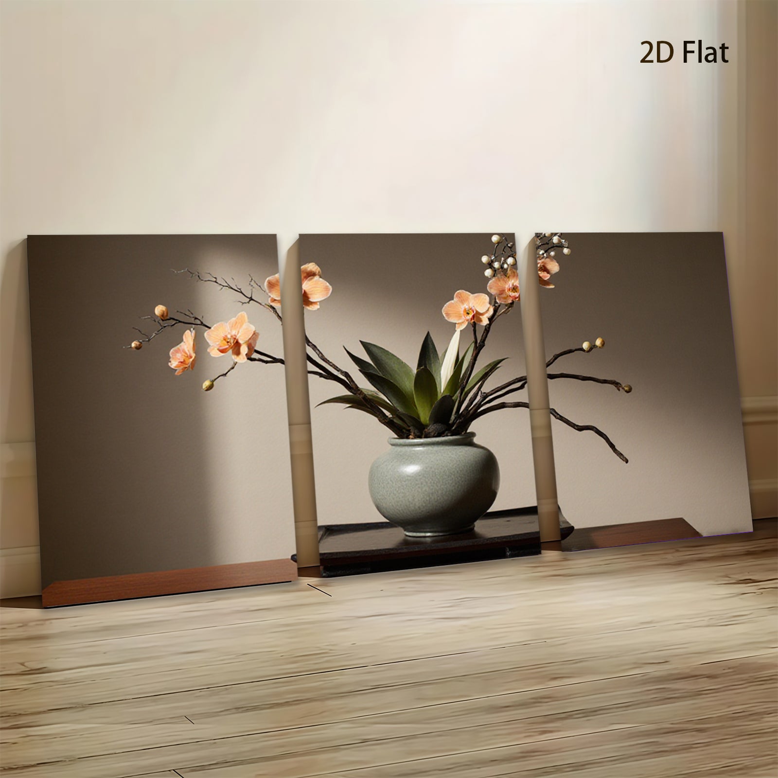2D flat 1pc botanical orchid still life floral wall art for living room bedroom home decor farmhouse style modern minimalist gallery wrapped canvas print