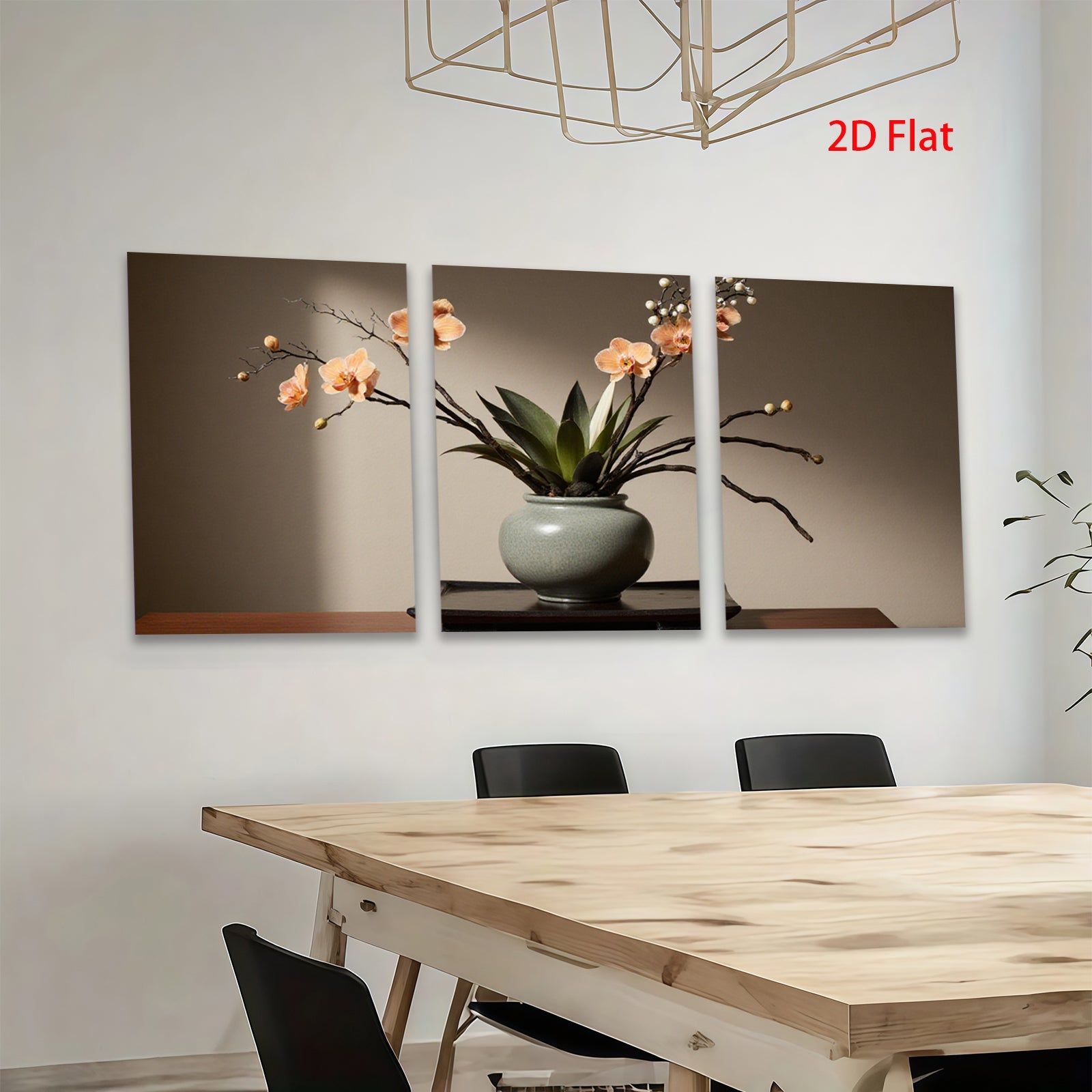 2D flat 1pc botanical orchid still life floral wall art for living room bedroom home decor farmhouse style modern minimalist gallery wrapped canvas print