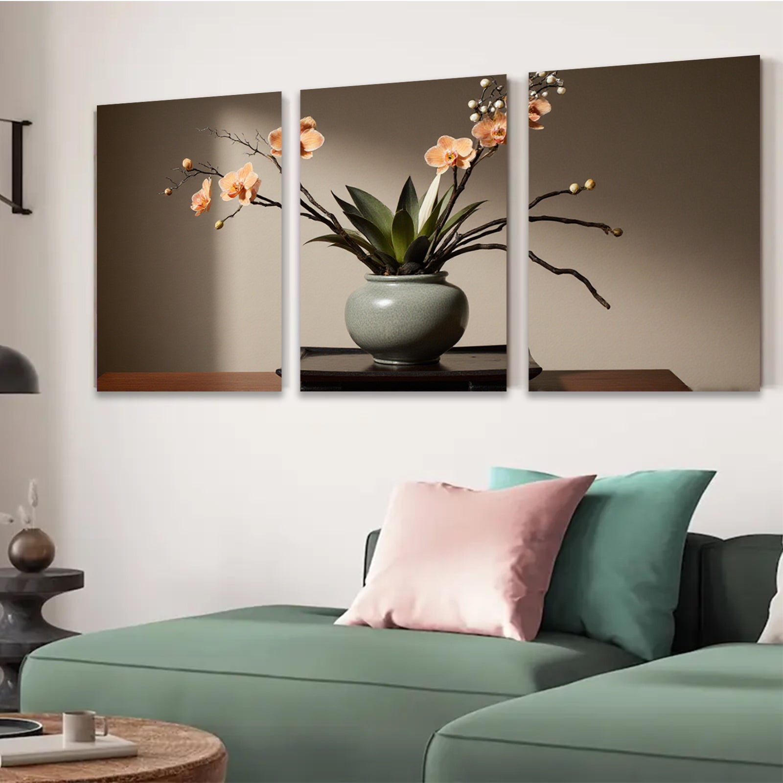 2D flat 1pc botanical orchid still life floral wall art for living room bedroom home decor farmhouse style modern minimalist gallery wrapped canvas print