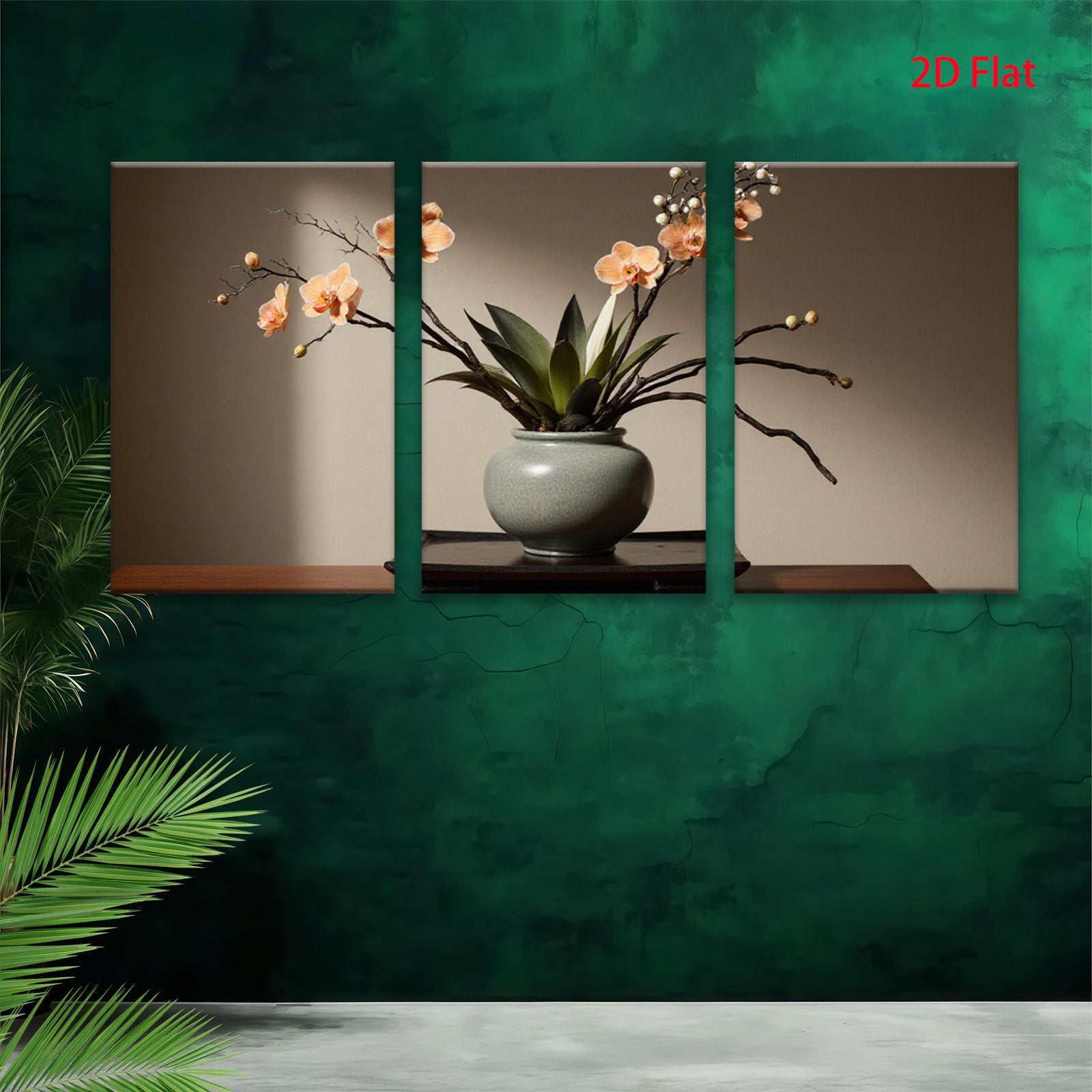 2D flat 1pc botanical orchid still life floral wall art for living room bedroom home decor farmhouse style modern minimalist gallery wrapped canvas print
