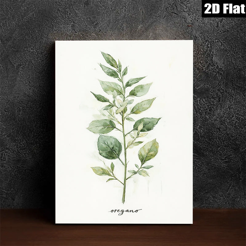 2D flat 1pc botanical oregano wall art print farmhouse kitchen decor living room bedroom modern gallery wrapped canvas beautiful minimalist design trending now