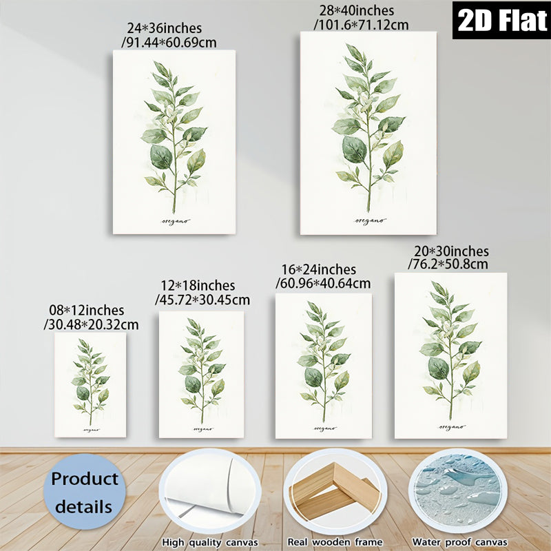 2D flat 1pc botanical oregano wall art print farmhouse kitchen decor living room bedroom modern gallery wrapped canvas beautiful minimalist design trending now