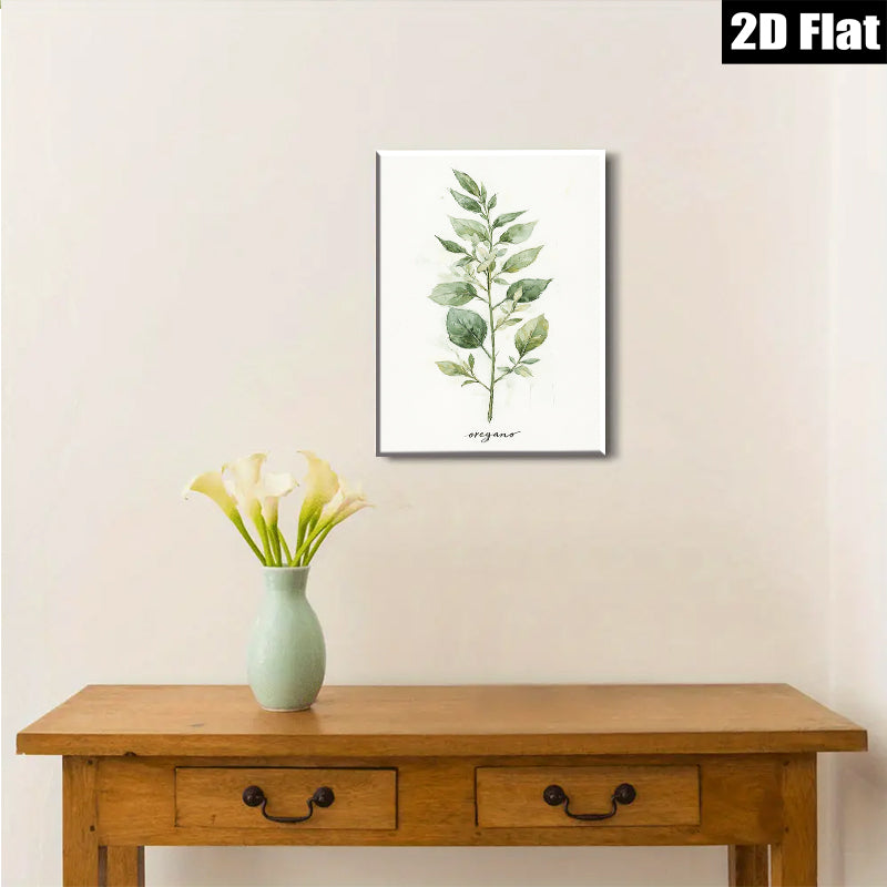 2D flat 1pc botanical oregano wall art print farmhouse kitchen decor living room bedroom modern gallery wrapped canvas beautiful minimalist design trending now