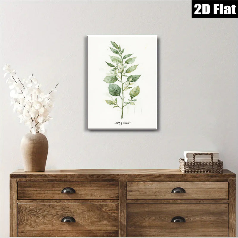 2D flat 1pc botanical oregano wall art print farmhouse kitchen decor living room bedroom modern gallery wrapped canvas beautiful minimalist design trending now