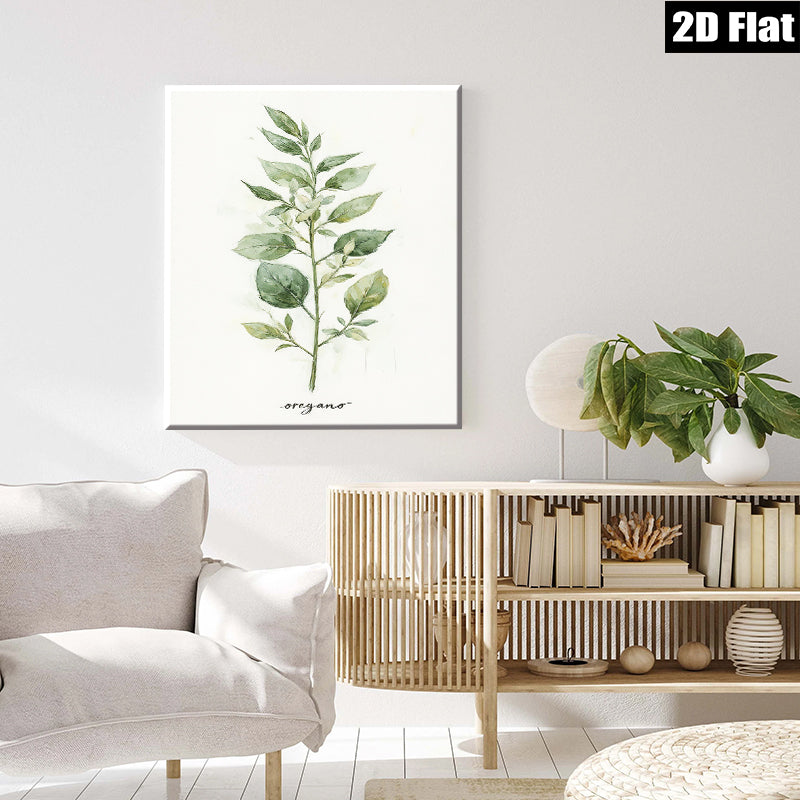 2D flat 1pc botanical oregano wall art print farmhouse kitchen decor living room bedroom modern gallery wrapped canvas beautiful minimalist design trending now