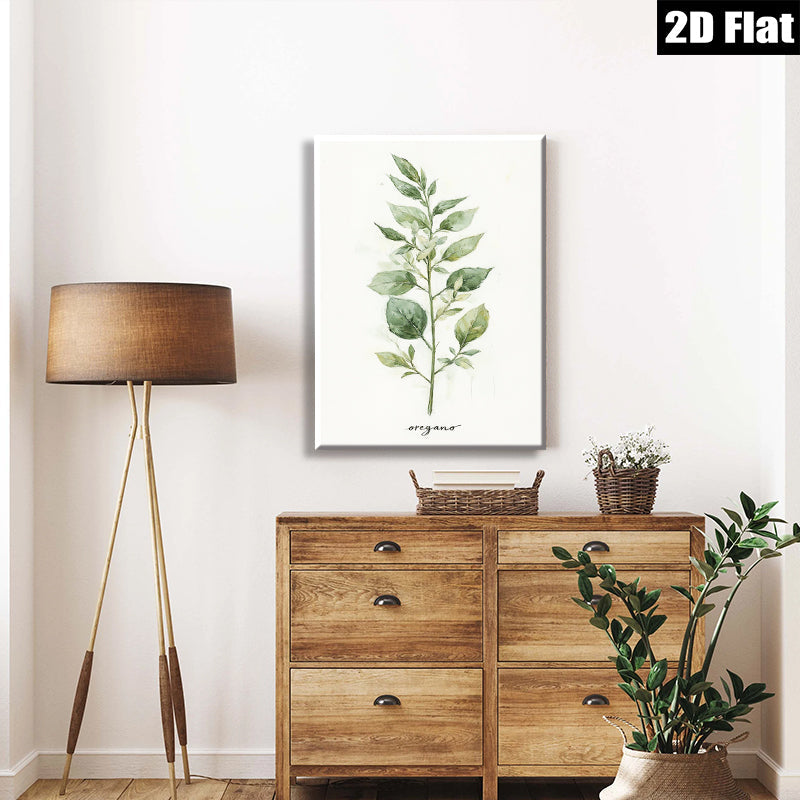 2D flat 1pc botanical oregano wall art print farmhouse kitchen decor living room bedroom modern gallery wrapped canvas beautiful minimalist design trending now