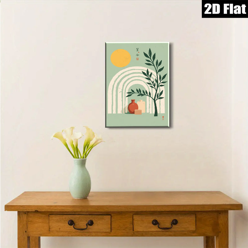 2D flat 1pc botanical vase still life modern farmhouse wall art prints cozy living room bedroom decor gallery wrapped canvas prints