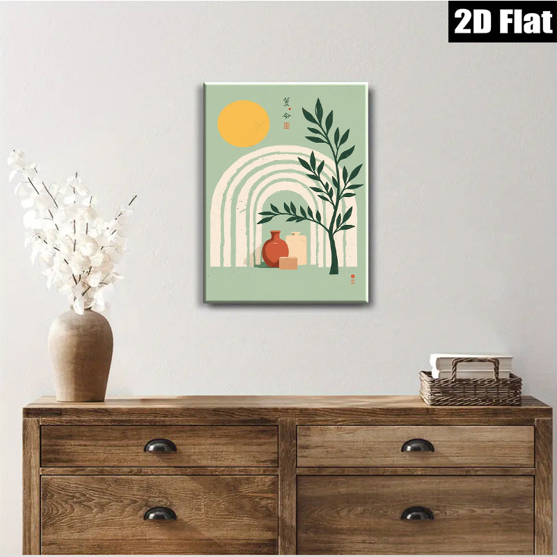 2D flat 1pc botanical vase still life modern farmhouse wall art prints cozy living room bedroom decor gallery wrapped canvas prints