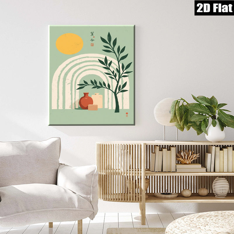2D flat 1pc botanical vase still life modern farmhouse wall art prints cozy living room bedroom decor gallery wrapped canvas prints