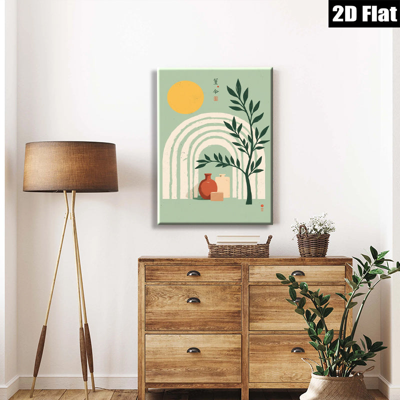 2D flat 1pc botanical vase still life modern farmhouse wall art prints cozy living room bedroom decor gallery wrapped canvas prints